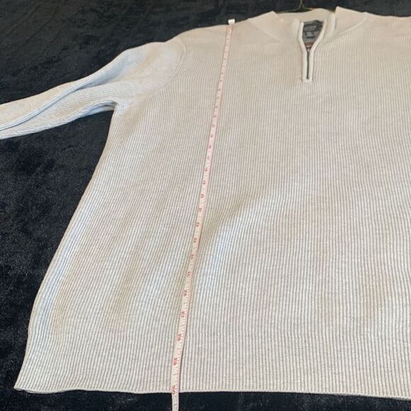 Nordstrom Mens Shop XXL Tall Cream Quarter Zip Ribbed Sweater - Picture 7 of 10